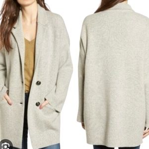 Madewell H4133 Gray Merino Wool Oversized Blazer Sweater Jacket XXS
